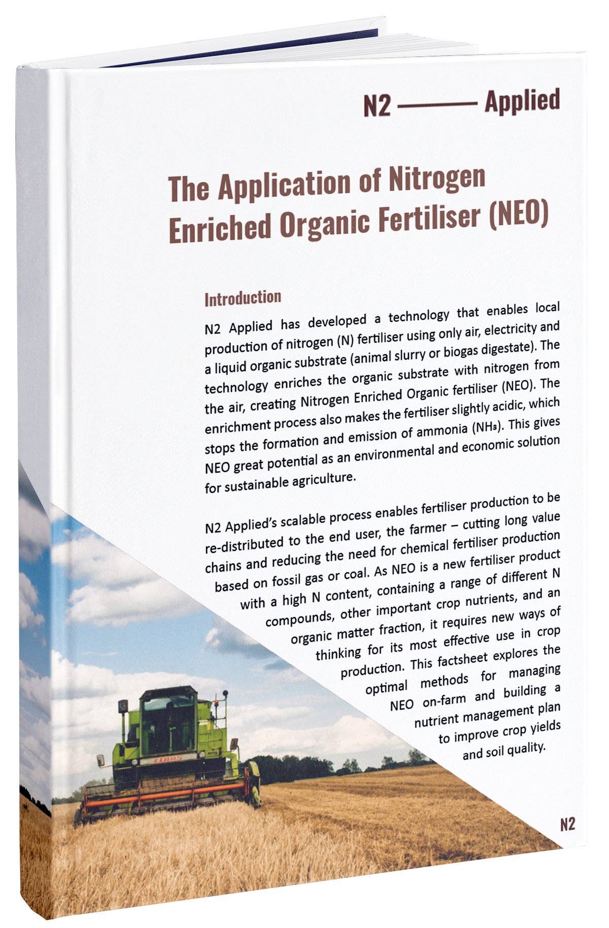 Cover of ebook about the application of nitrogen enriched organic fertiliser (NEO).